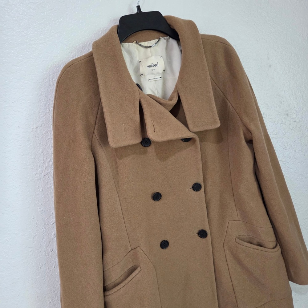 Wilfred‎ Peacoat Women's Large Wool Cashmere Deer Skin Double Breasted Luxury - Picture 5 of 16